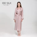 Birdtree 19 Momme 100%Pure Silk Long Robe for Women Silky Sleepwear Ladies Elegant Nightgown Natural Pajamas P36089QM