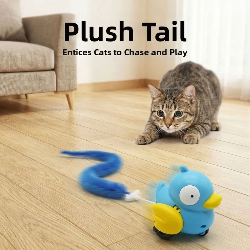 Creative Wind Up Bird Shape Interactive Cat Tail Pull Play Bird Cat Teaser Sounding Bite-Resistant Cat Exercise Indoor Fun