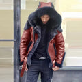 New Fashion Men's Coats Winter Jackets Fur Faux Leather European and American Coat Hooded Men Clothing