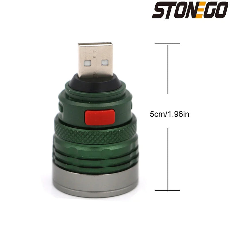 Mini Portable USB Flashlight Zoomable 3 Modes Bright Aluminum Alloy Power Bank Torch Light