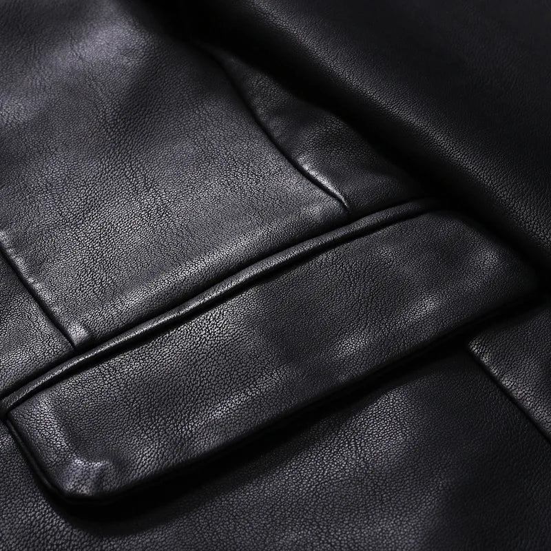 Spring and Autumn Men's Leather Clothing Suit Fashion Slim Fit Casual Jacket