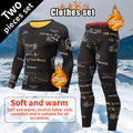 2-piece Autumn/Winter Men's Velvet and Velvet Fashion Printed Warm Underwear Set Comfortable Large Gold Velvet Warm Home Clothes