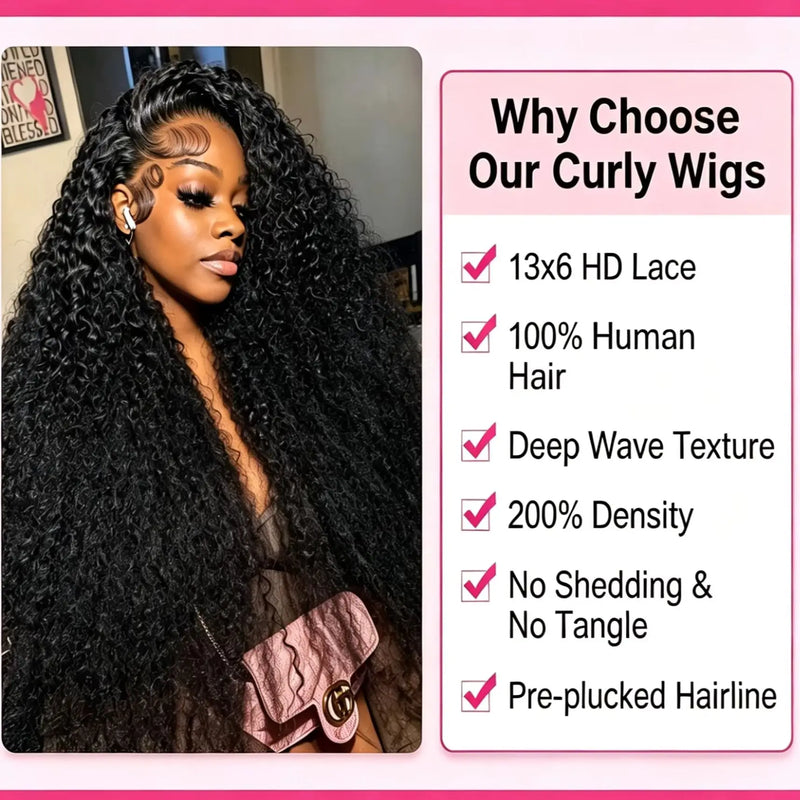 HD Transparent Deep Curly Frontal Wig 13x4 Curly Lace Front Human Hair Wigs For Black Women Wet And Wavy Water Clearance On Sale