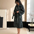 Retro Plaid Cotton Bathrobe Super Soft Absortion Hooded Loose Bath Robe Coat Towel V Neck Warm Sleepwear Robes Women Homewear