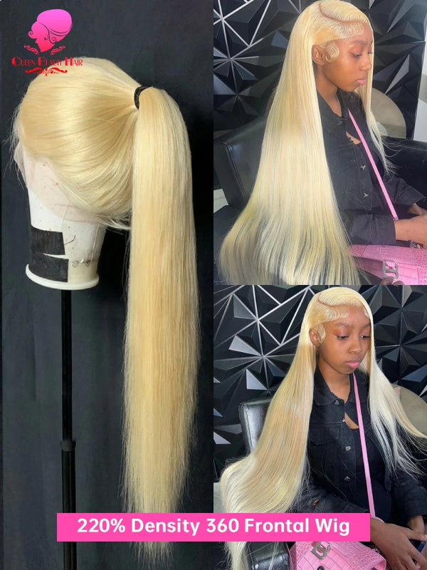 38 40 Inches 360 Lace Frontal Wigs Bone Straight Pre Plucked Transparent Lace Frontal Wig 13x4 13x6 Honey Blonde 613 Lace Front Human Hair Wigs For Women 220 250 Density Free Shipping