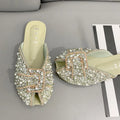 Luxury Fashion Pearl Decor Closed Toe Women's Slippers 2026 New Summer Round Toe Soft Sole Casual Women Shoes Claquette Femme