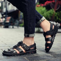 Men's Genuine Leather Sandals 2026 Summer Anti-slip Outdoor Beach Shoes Toe Cap Top Layer Cowhide Men Sandals Large Size 38-48