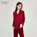 2025 Summer New Silk Pajamas Women's Long Sleeve Pants Lapel 100% Mulberry Silk Cool Home Clothes Set Pajamas Nightwear