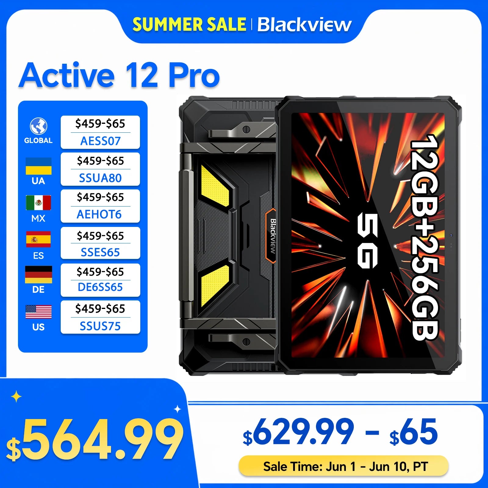 World Premiere Blackview Active 12 Pro Rugged Projector Tablet 11'' Pad Android 15 16GB 1TB 30000mAh Dimensity 7300 Tablet Phone