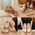 Women Platform Mules Closed Toe Buckle Strap Slip On Clogs 2026 Summer Linen Canvas Casual Wedge Sandals for Daily Outdoor Wear