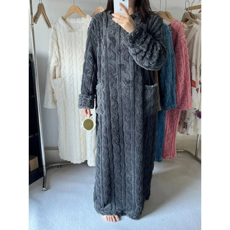 Thickened Warm Plus Size Ladies Pyjamas Flannel Winter | SAMAG