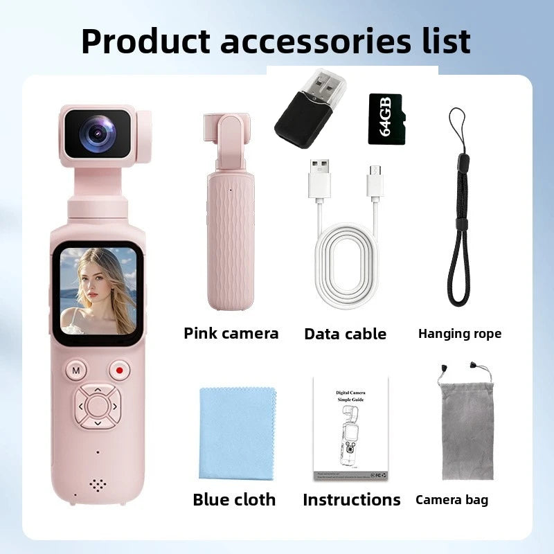 4K WiFi Vlogging Camera 1.72" Touchscreen Mini DV Camcorder Portable Video Recorder for Sport Bike Travel Police Law Enforcement