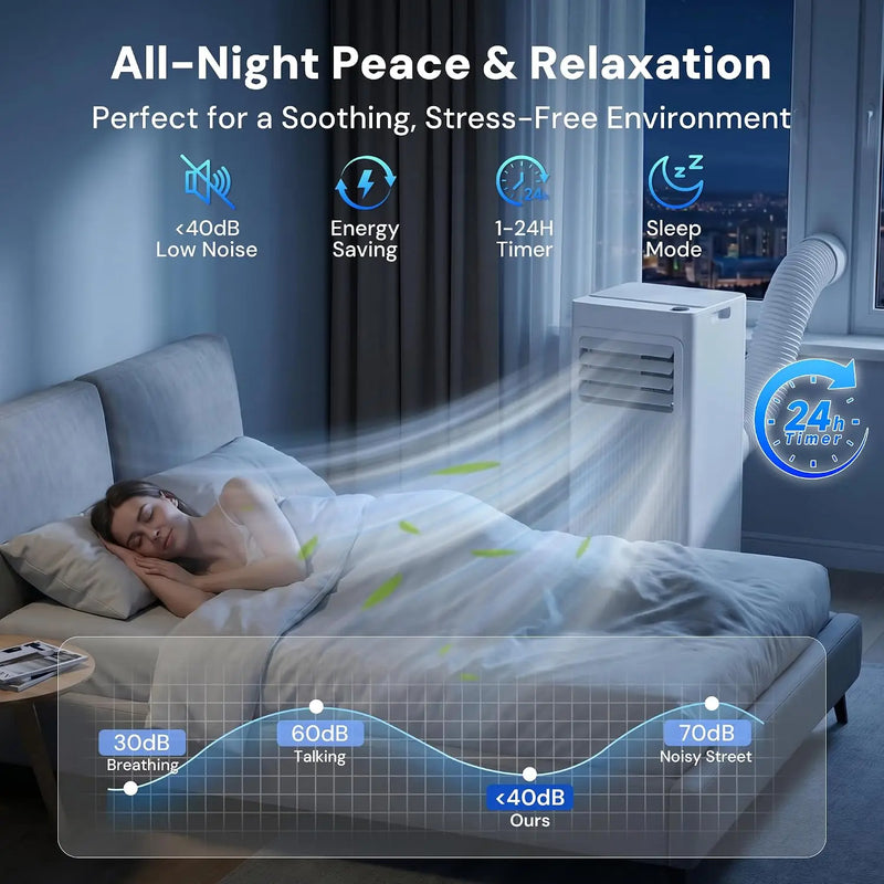 8000 BTU 4-in-1 Portable AC, Cool, Fan, Dehumidifier & Sleep Mode for 360 Sq.Ft, Custom