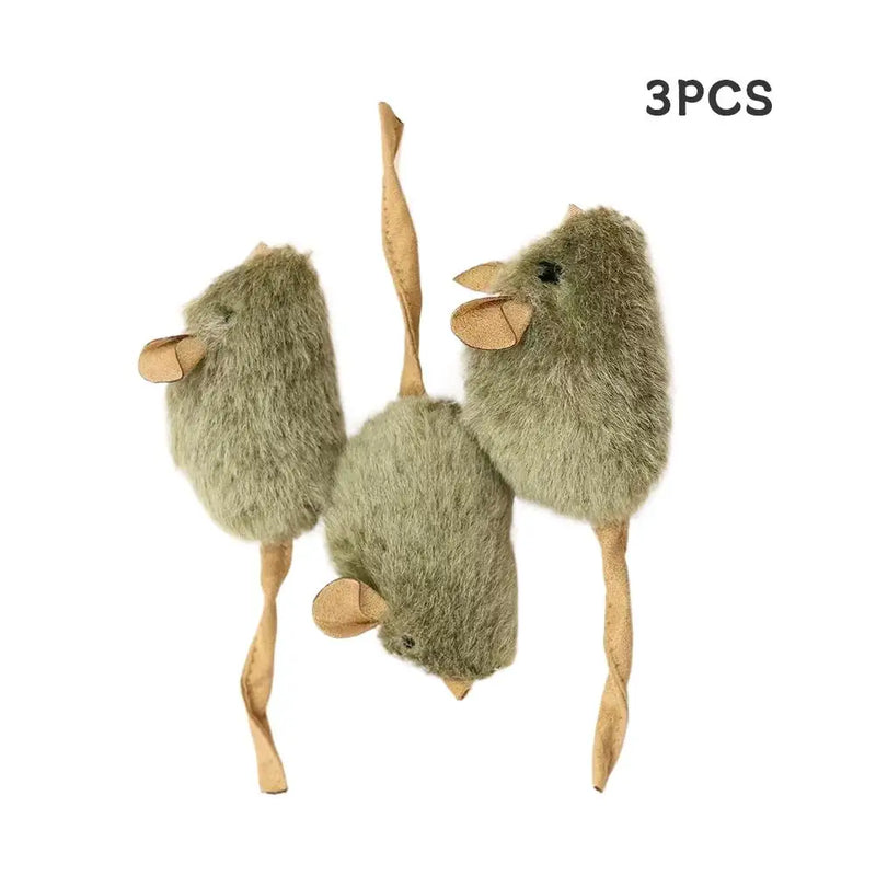 3PCS Mice Plush Cat Toy Simulation Mouse Automatic Chirping Interactive Mice Cat Toy Kitten Bite Resistance Toy Pet Supplies