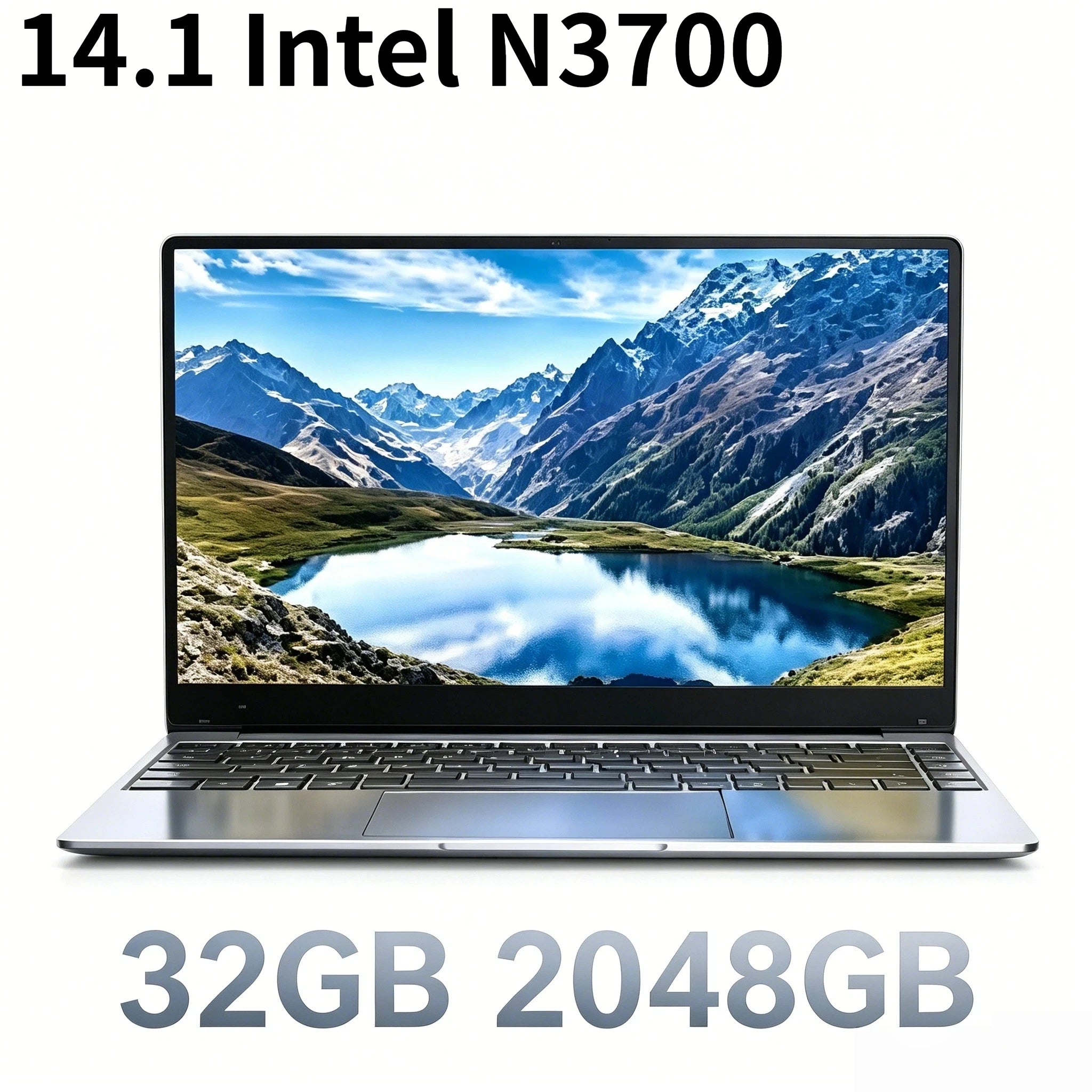 Intel N3700 Ultra Slim 14.1 Inch Gaming Laptop 16GB DDR3L 2TB SSD 1920x1080 Office Study 4K Video Pro Ultra