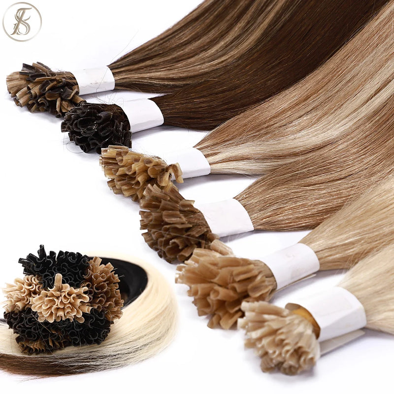 TESS U Tip Fusion Hair Extensions Microlink Keratin Hair Extensions 1g/pc Human Hair Capsules Pre Bonded Natural Hair Extensions