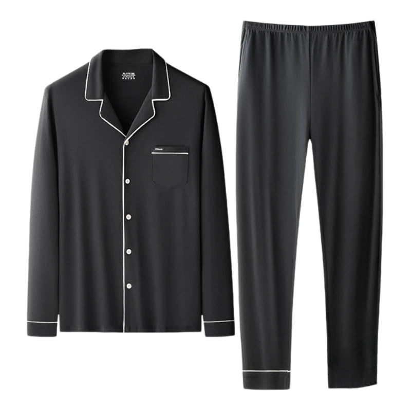 Men's Loose Fit Pajamas Set Soft Lyocell & Cotton Blend Breathable Sleepwear Cozy Home Loungewear Comfortable Pajamas