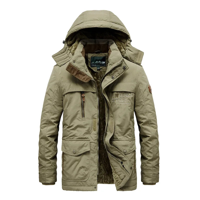 Men's Casual Winter Thick Warm Parkas Windproof Overcoats Male Military Fleece-lined Hooded Down Jackets Outdoors Long Coats
