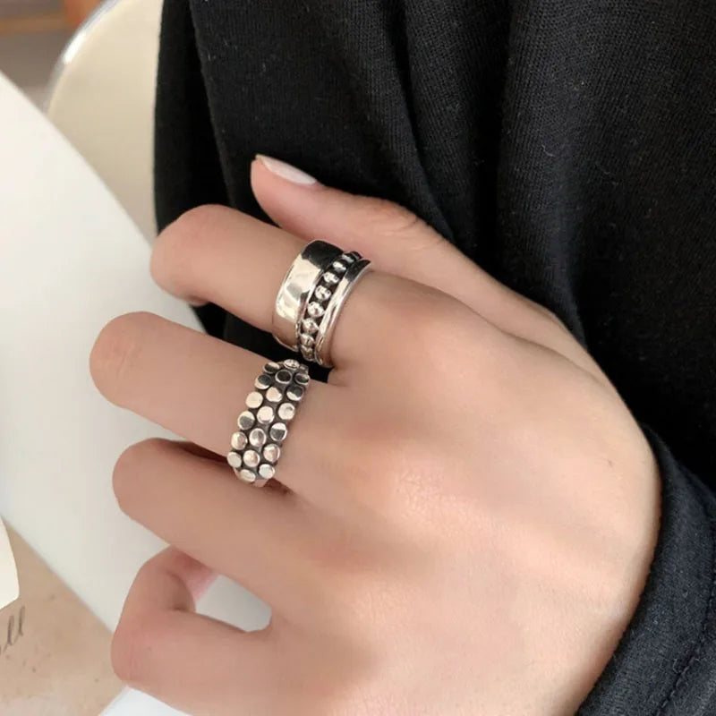 VENTFILLE 925 Sterling Silver Geometric Multilayer Round Bead Ring Female Fashion Punk Temperament Prevent - Visuel 4 | SAMAG