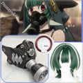 Guita Cyberpunk Gas Mask Green Blonde Highlight Bob Wig Choker Necklace Cosplay Props GACHIAKUTA 3D Printed Halloween Comic Con
