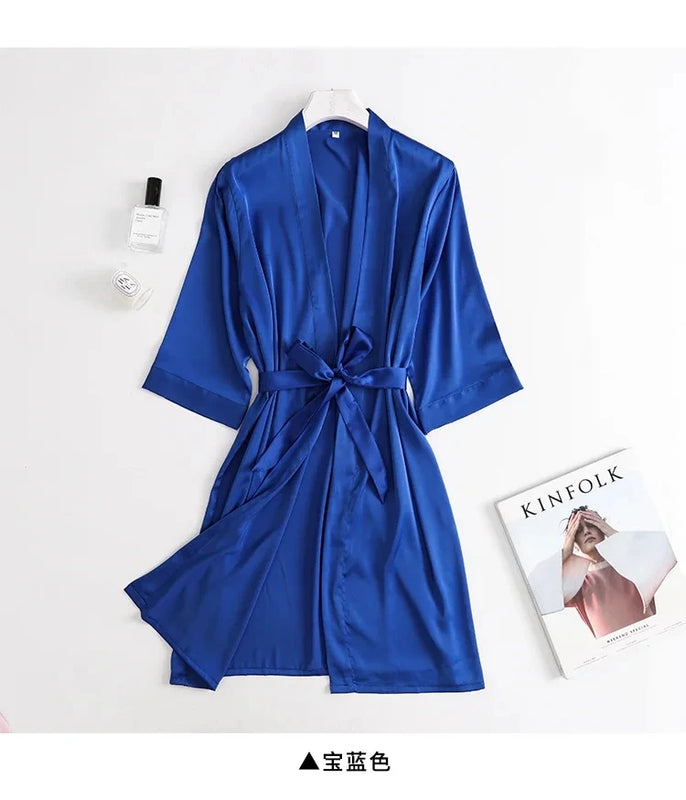 Women Wedding White Bride Robe Morning Gown 3/4 Sleeve | SAMAG