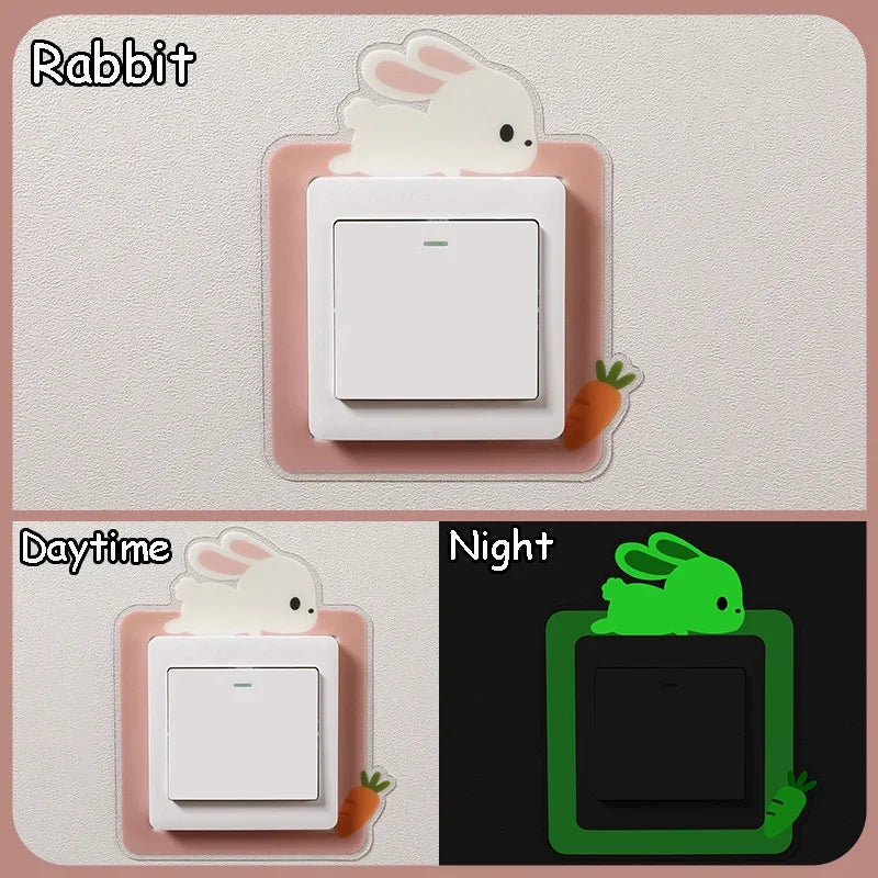 Lovely Cartoon Switch Stickers Luminous Socket Protective Cover Home Waterproof Wall Sticker Decorative Animal Switch Decoration
