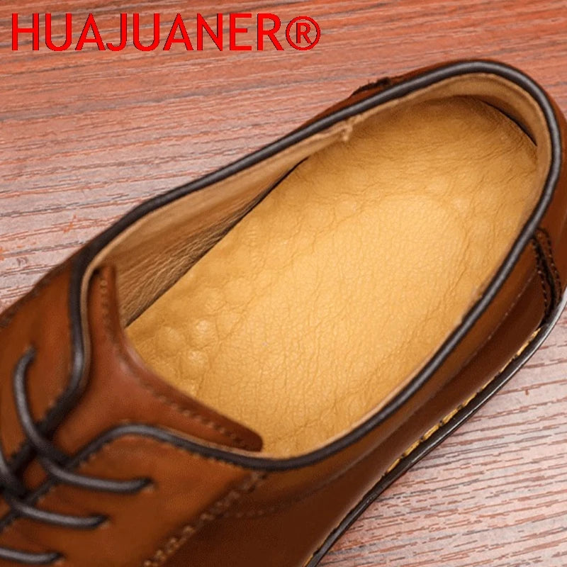 Plus Size 38-47 Men Dress Shoes Top Layer Cowhide Leather Elegant Business Formal U-Tip Shoes Mens Dress Shoes for Men Wedding
