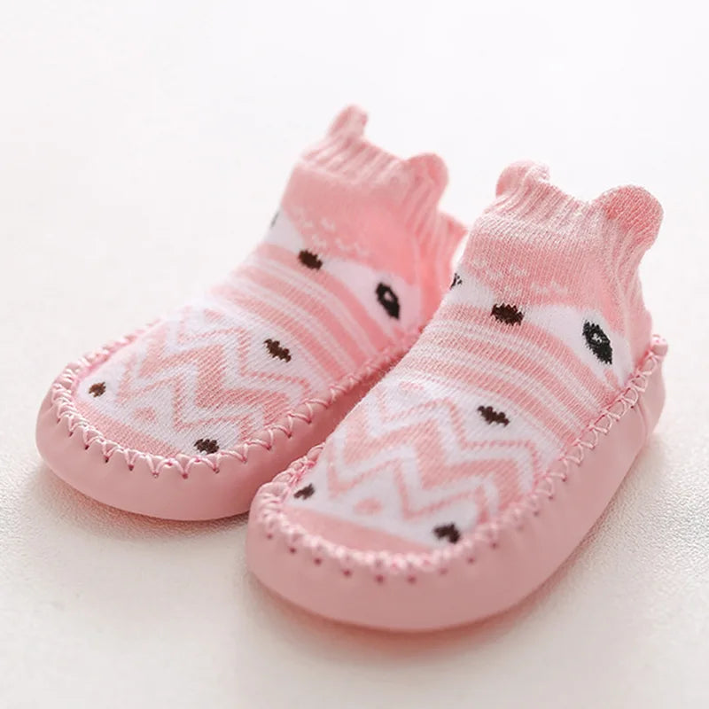 Baby Shoes Cotton Floor Socks Shoes Cartoon Cute Baby First Walkers Toddler Shoes Girl Boys Kids Soft  PU Sole Shoe Anti-slip