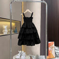Girls Layers Slip Dress Summer Children Sling Long Gown Kids Fashion Birthday Party Vestidos New Teenager Casual Clothing