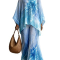Women 2 Piece Outfit Floral Print Loose Batwing Sleeve Blouse Wide Leg Pants Set Casual Bohemian Vacation Two‑Piece Suit Autumn