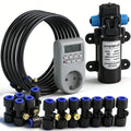 0.7MM Brass Nozzle 60W Self-Priming Pump Timing Misting Spray Kit for Garden Plants Farm Automatic Atomization Cooling System