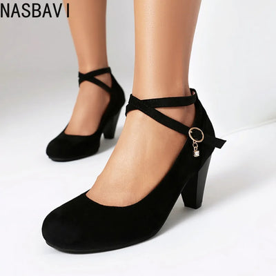 Women's High Heels Pumps Shoes Large Size 46 Ankle Strap | SAMAG