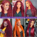 30 38 40 Inch 99J Burgundy Deep Wave Human Hair Wig 13x6 HD Transparent Lace Frontal Wig 200 Density Colored Human Hair Wig Pre Plucked For Women