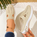 Women's Backless Walking Mules Non-Slip Breathable Knit Slippers for Elderly Ladies Indoor Outdoor Casual Shoes