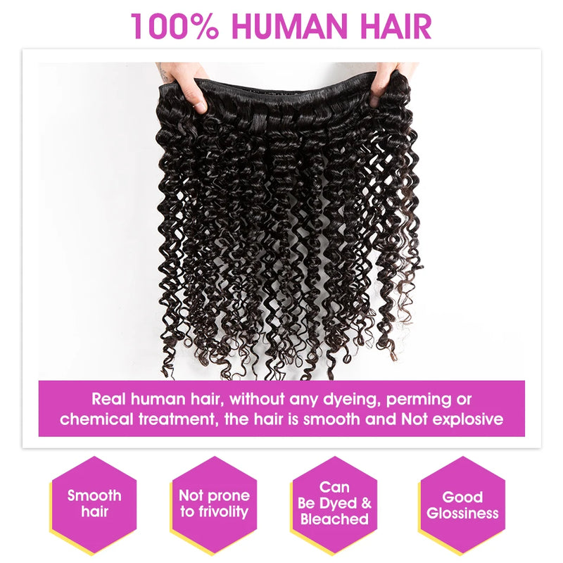 Mongolian Hair Curly Human Hair Bundles 1 3 Jerry Deep Wave Bundles Human Hair 30 32 Inch Burmese Curly  Extensions Bundles
