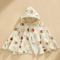 Baby gauze cape bath towel, soft and absorbent. Baby hooded cape, cartoon style bathrobe, children's bath towel.