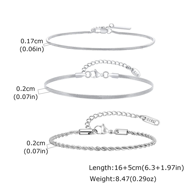1/2/3pcs Chain Bracelet for Men Women, Stainless Steel Twisted Rope Cuban Wristband, Hip Hop Minimalist - Visuel 12 | SAMAG