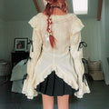 Karrram Y2k Aesthetics Lace Shirt Grunge Gothic Irregular - View 4 | SAMAG