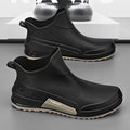 Men's Winter Fleece Lined Short Rain Boots Waterproof Non Slip Work Kitchen Safety Black Rubber Boots Thickened Shoe Bottom