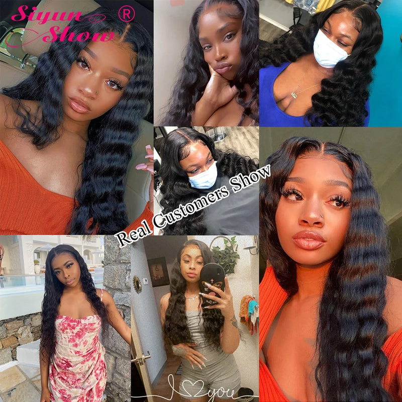 Siyun Show Loose Deep Wave Wig 30 Inch 13X6 HD Transparent Lace Frontal Wig 250 Density Lace Front Human Hair Wigs For Women
