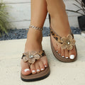 Women's Leopard Print Flip Flops Thick Sole Comfortable Summer Beach Casual Flat Slippers
