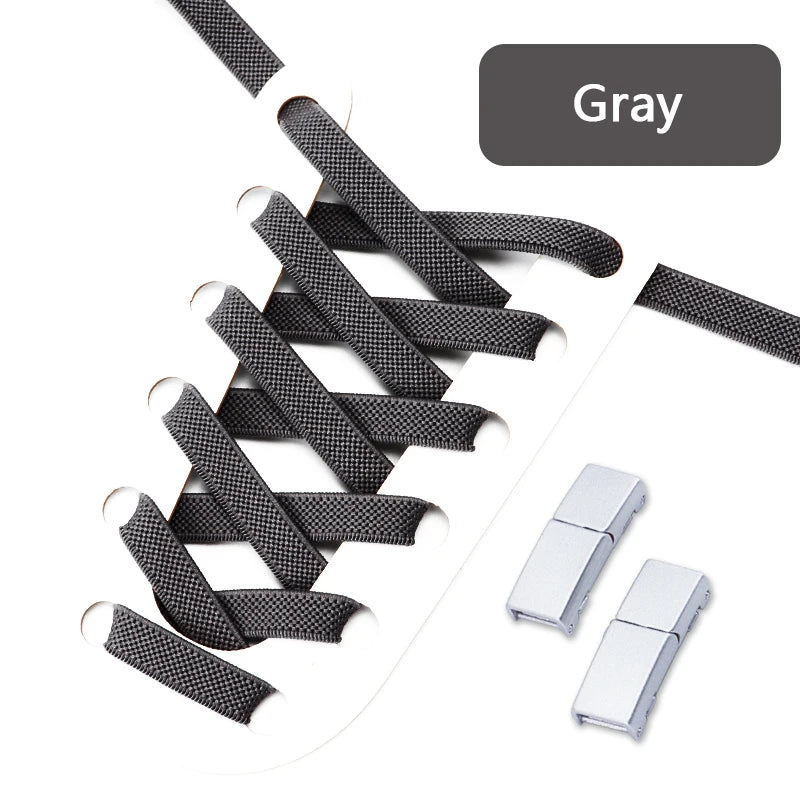Magnetic Lock Shoelaces Without ties 8mm Wide Flat Elastic Laces Sneakers Tennis No Tie Shoe laces Easy Use Shoes Accessories