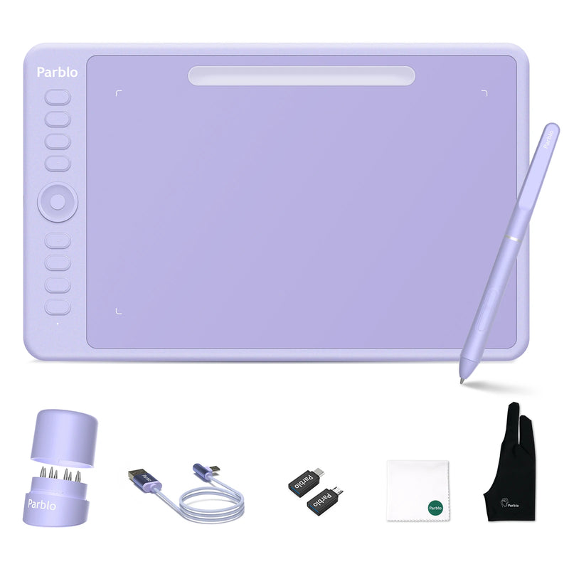 Parblo Intangbo M Drawing Tablet, 8192 Levels Battery-Free Pen and 8 Hot-Keys Digital Art Tablet for Drawing Illustration