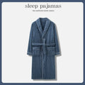 2026 Men's Autumn Winter Flannel Pajama Robes Thickened Warm Lace Up Bath Robes Men Loose Lounge Homewear Coral Fleece Nightgown