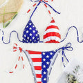American Flag Print Micro Bikini Set Adjustable Patriotic | SAMAG