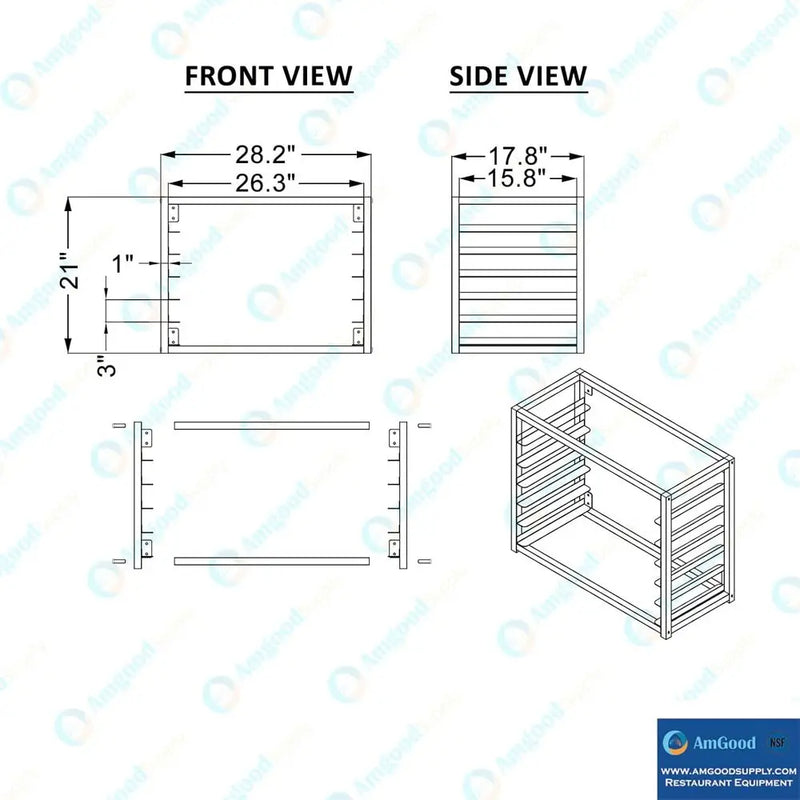 AmGood Wall Mounted Sheet/Bun Pan Rack - 28" x 18" x 21". Fits 6 Full - Size Sheet NSF - View 4 | SAMAG