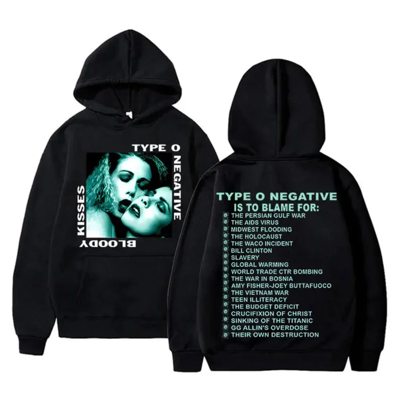 Rock Type O Negative 1993 Bloody Kisses Touring Album Print Men's hoodie High quality casual Hoodie