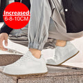 Men's Invisible Height Increasing Elevator Shoes Lace-up Sporty White Sneakers 8/10cm Taller Size Plus Invisible Elevate Shoes