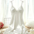 Women's Satin Cami Nightdress V Neck Lace Trim Sleepwear | SAMAG