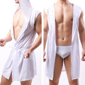 Men Hooded Bathrobes Summer Sleeveless Homewear Silk Pajamas Bathrobe Mens Robes Sleepwear Kimono Dressing Gown with Hood